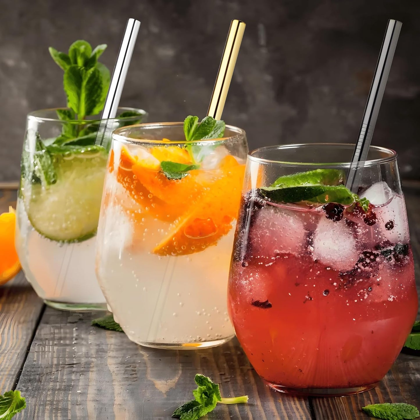 6 PCS Metal Stainless Steel Reusable Straight Straw,with 6Silicone Tips and 2Cleaning Brush,for 40oz Stanley, Hydrapeak, Owala Tumbler,Simple Modern 32 40oz Tumbler(8mm Black)