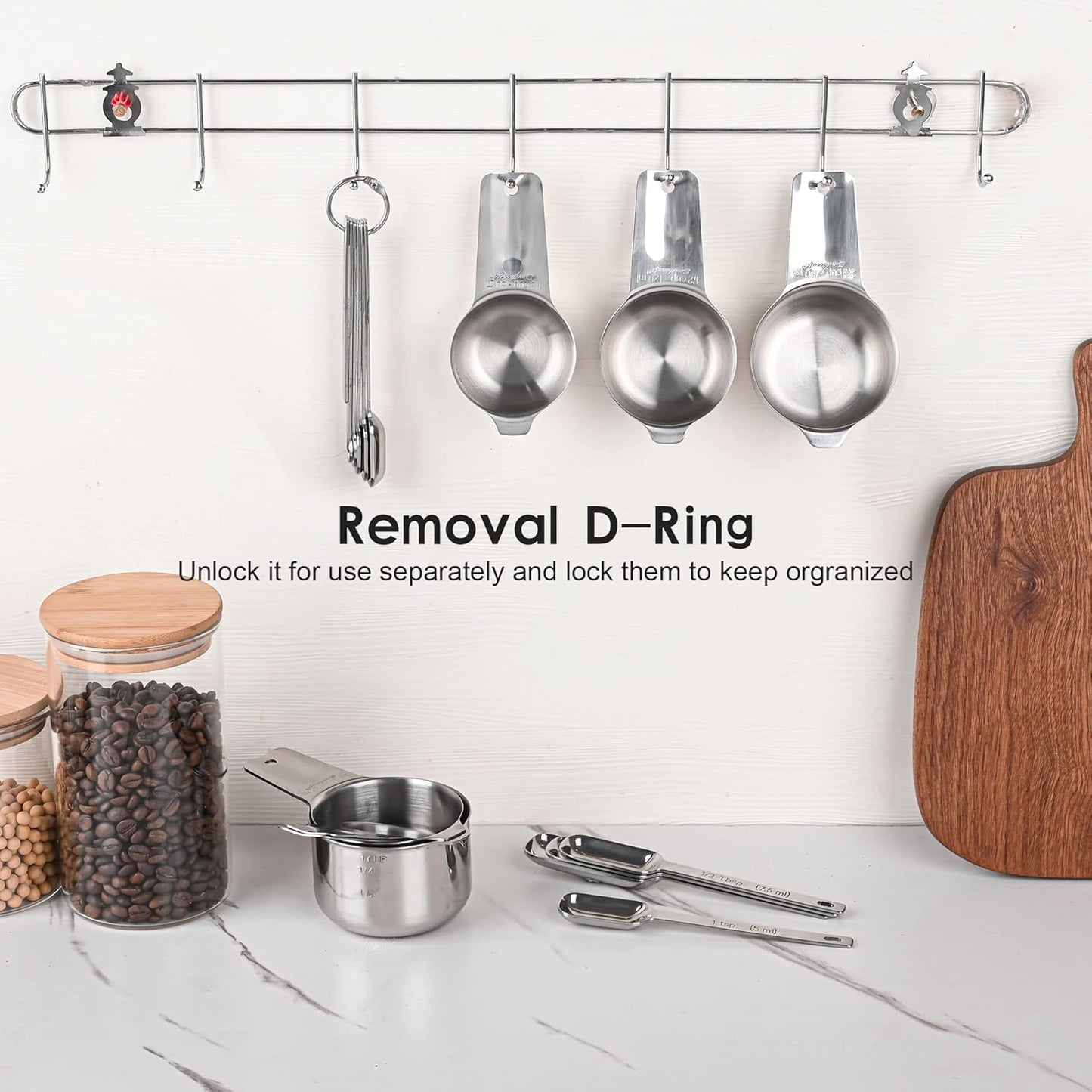 Measuring Cups Set 7, 18/8 Stainless Steel Measuring Cups Set for Kitchen & Baking, Metal Metric & US Measure Cup With 2/3 Cup & 3/4 Measuring Cup for Dry & Liquid Ingredients