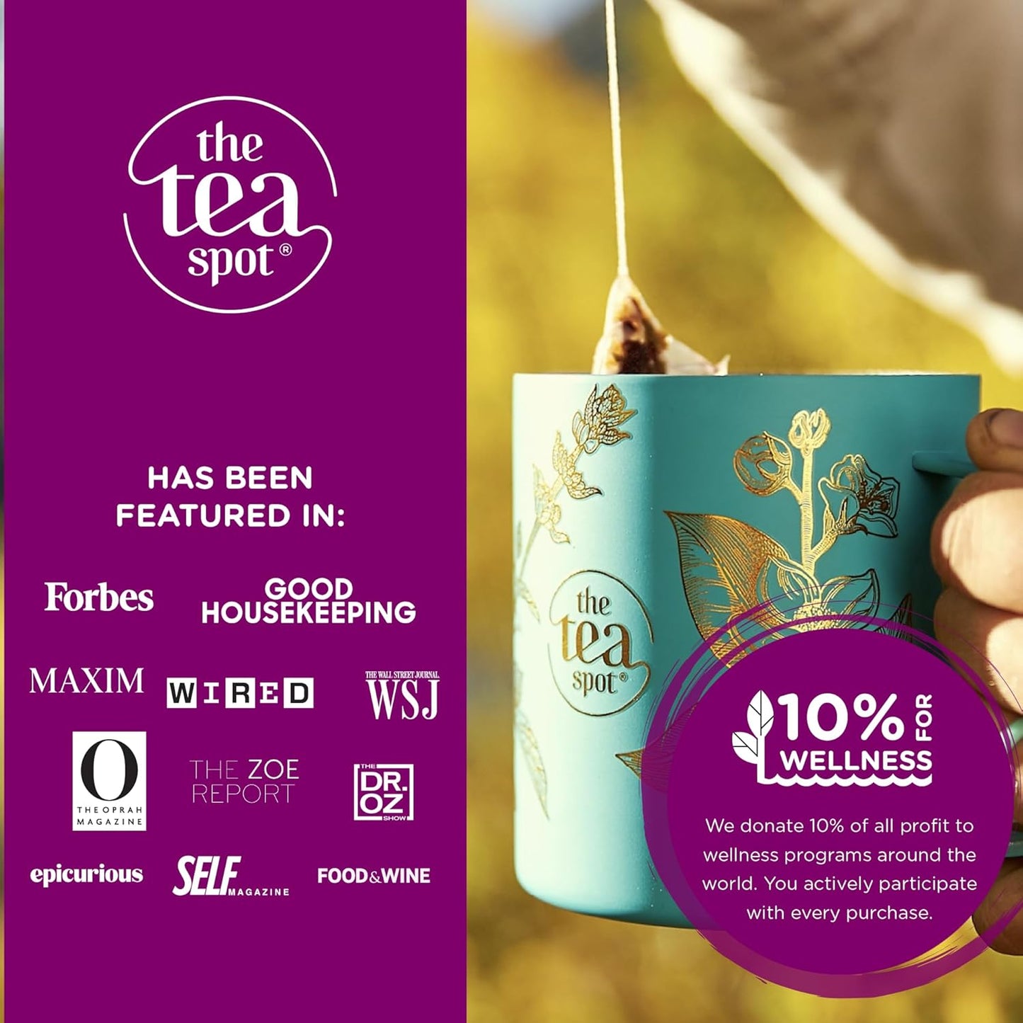 The Tea Spot Organic Morning Mojo Black Tea with Vanilla and Citrus for Energy | Breakfast Blend of Pu'erh Tea, Black Tea, Orange Peel and Vanilla Flavor | 15 Tea Bags