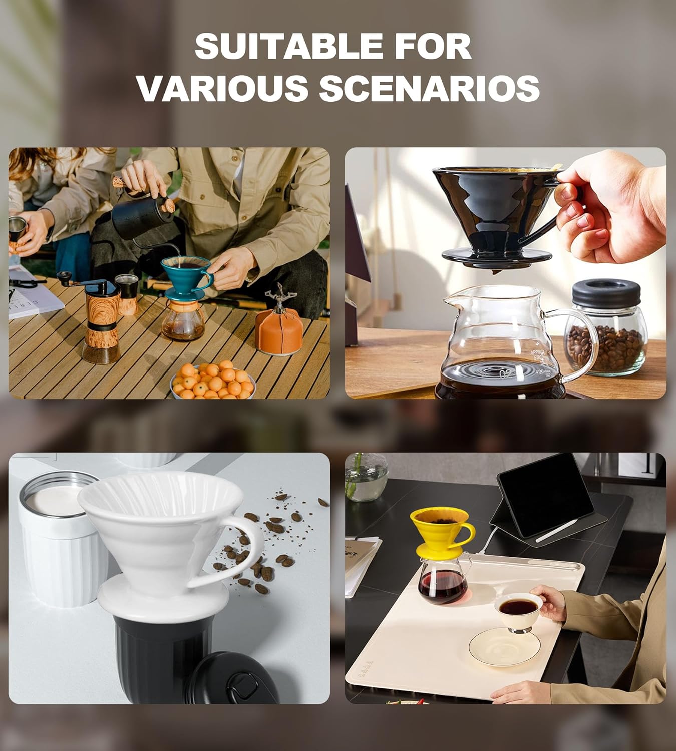 Pour Over Coffee Dripper - Ceramic Pour Over Coffee Maker Cone, Porcelain Coffee Drip, Pour Over Single Cup, Manual Brew Maker for Home, Cafe, Office - 1-4Cup, V60 Size 02 (Red)