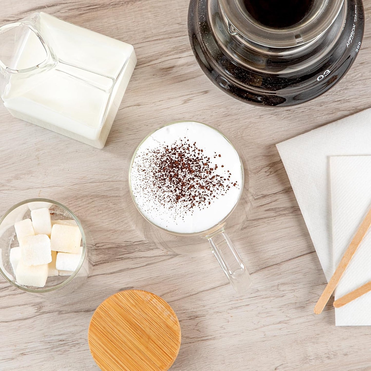 Restaurantware-Forma Professional 6.8 Ounce Double Wall Coffee Mugs, 2 Insulated Coffee Mugs With Handle - Dishwashable, Reusable, Clear Glass Beverage Cups, Freezable, For Hot Or Cold Beverages