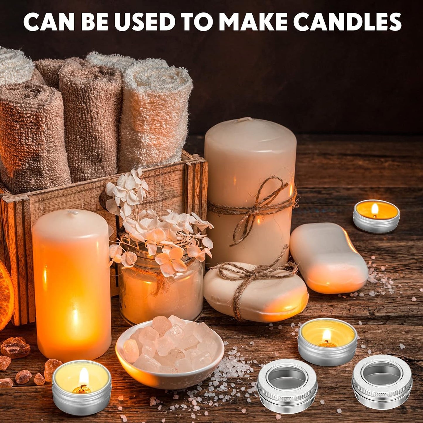 100 Pcs 0.5 Ounce Aluminum Tin Jar 15 ml Refillable Containers Clear Top Screw Lid Round Tin Container Bottle for Cosmetic, Cream, Diamond Painting, Salves, Balms, Lip Balm, Spices or Others, Silver