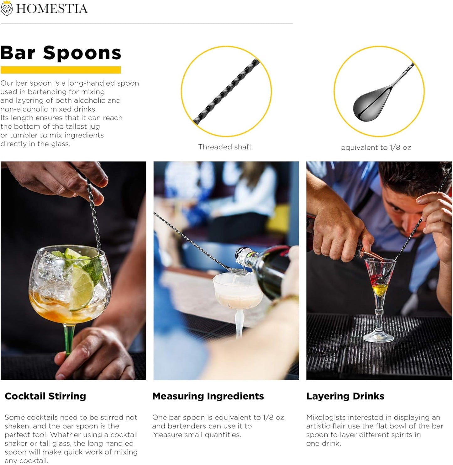 Homestia 12-Inch Skull Bar Spoon, 304 Stainless Steel Cocktail Spoon for Layering Long Spiral Handle Mixing Spoon Stirrers for Drink Black