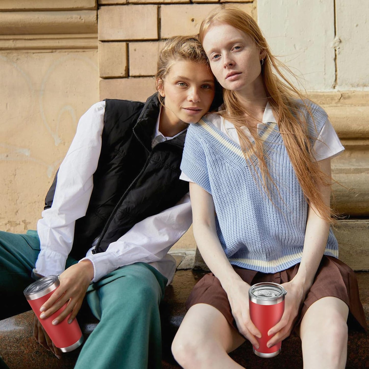 20 oz Tumbler with Lid Stainless Steel Insulated Tumblers Bulk Double Wall Vacuum Cups Powder Coated Travel Mug Keep Drinks Cold and Hot, Wine Red, 12 Pack