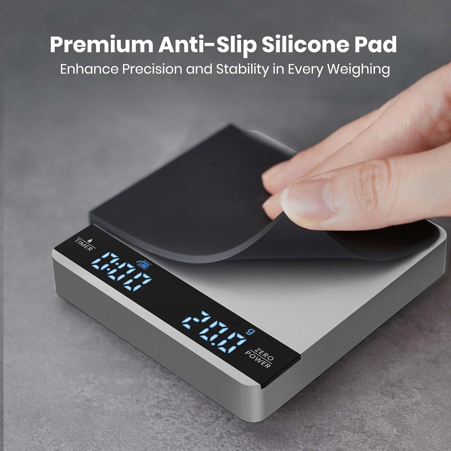 Mini Coffee Scale with Timer, Maestri House Rechargeable Espresso Scale, 2kg/0.1g Accurate Scale for Espresso and Pour-Over Coffee, Portable Digital Kitchen Scale with Automatic Timing-Silver