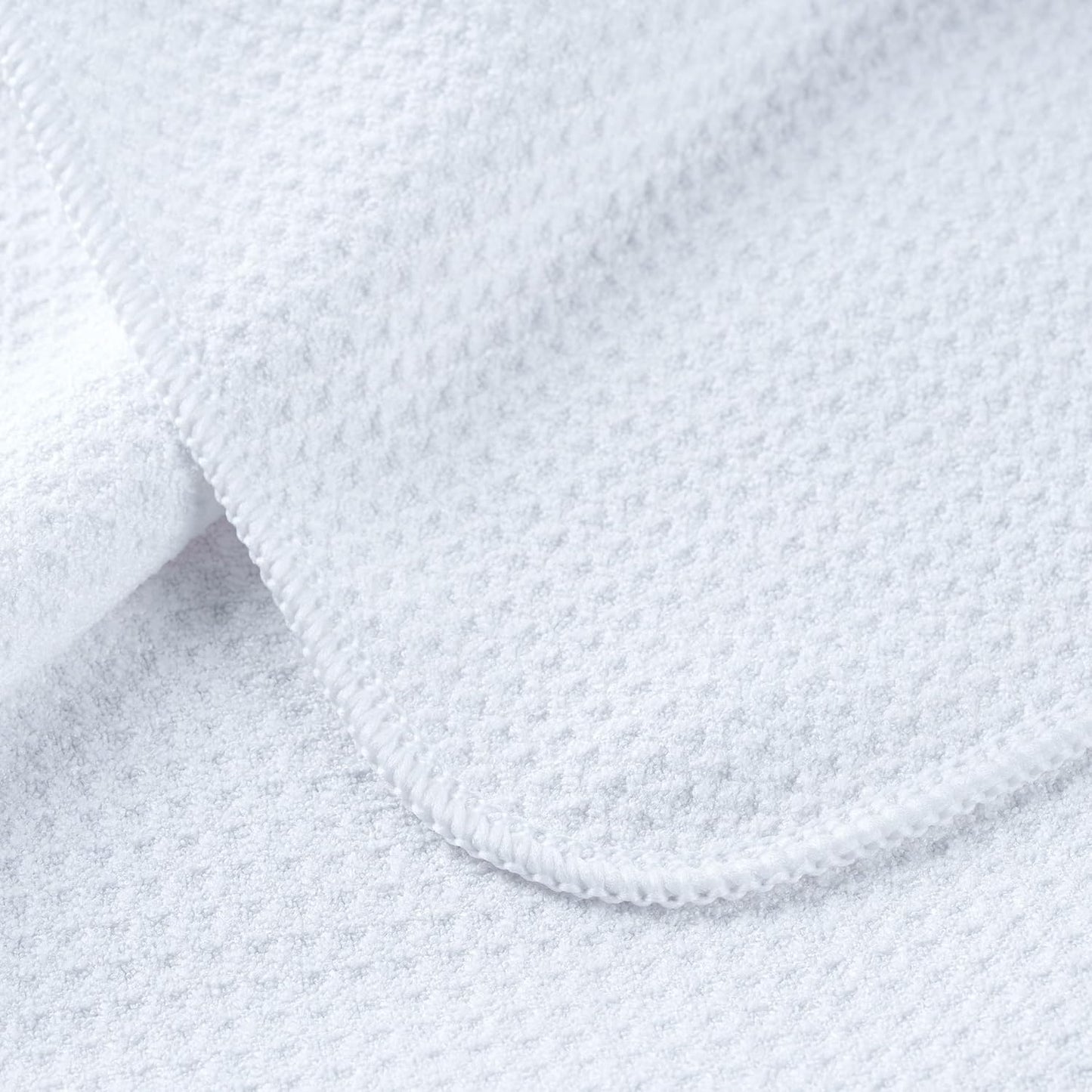 POLYTE Premium Microfiber Kitchen Dish Hand Towel Waffle Weave 12 Pack (16x28 in, White)