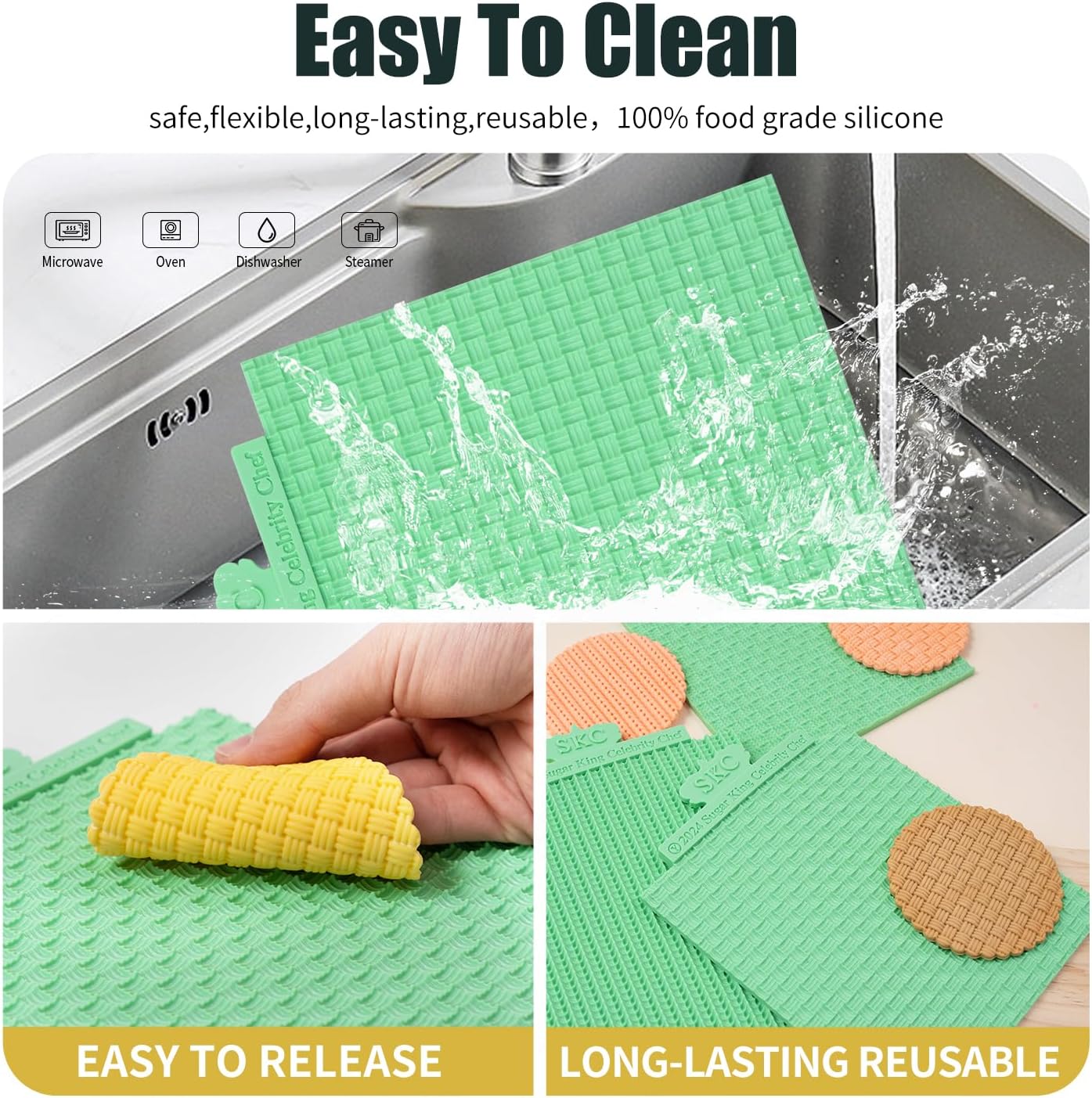 KALAIEN Sweater Texture Fondant Impression Mats Knit Fondant Embosser Texture Mats for Clay Cake Decorating Fondant Molds 1Pcs(Style 2)