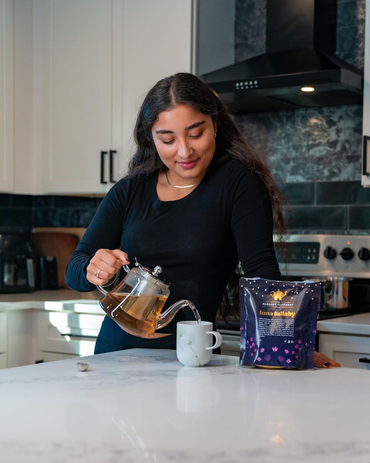 Luna Lullaby Sleep Tea, Organic Loose Leaf Herbal Tea – Calming, Relaxing Bedtime Tea – Chamomile, Valerian Root, Peppermint – 8 oz Resealable Bag (Makes 100 Cups) – The Elegant Elephant