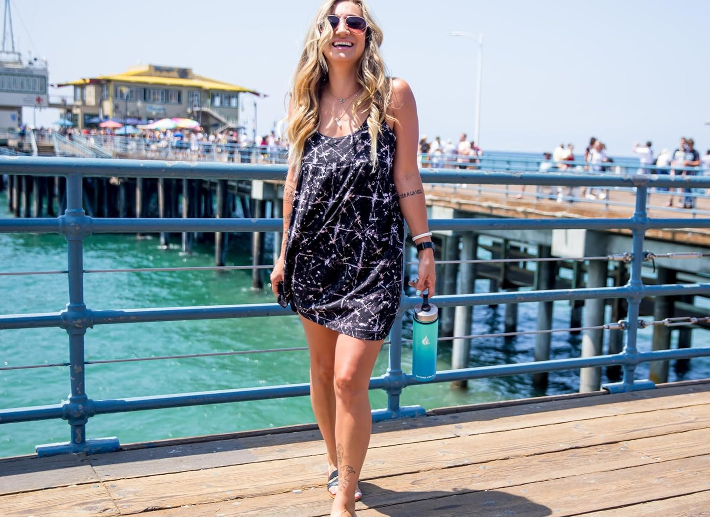 HYDRO CELL Stainless Steel Insulated Water Bottle with Straw - For Cold & Hot Drinks - Metal Vacuum Flask with Screw Cap and Modern Leakproof Sport Thermos for Adults (Teal/Blue 24oz)