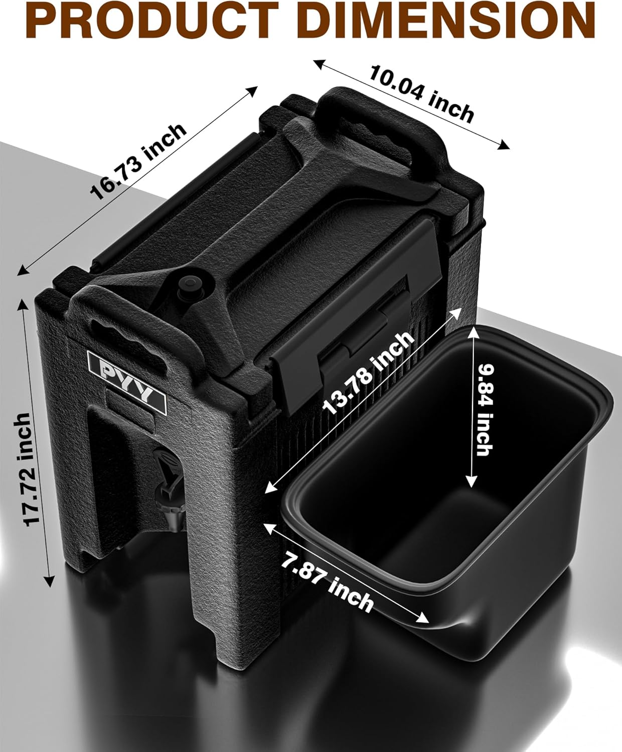 Insulated Beverage Dispenser 2.5 Gallon, Hot and Cold Drink Water Pitcher Coffee Carafe with Spigot Handle and Stand, Commercial Thermal Urn for Chocolate Cocoa Iced Juice Tea Milk Punch Outdoor Party