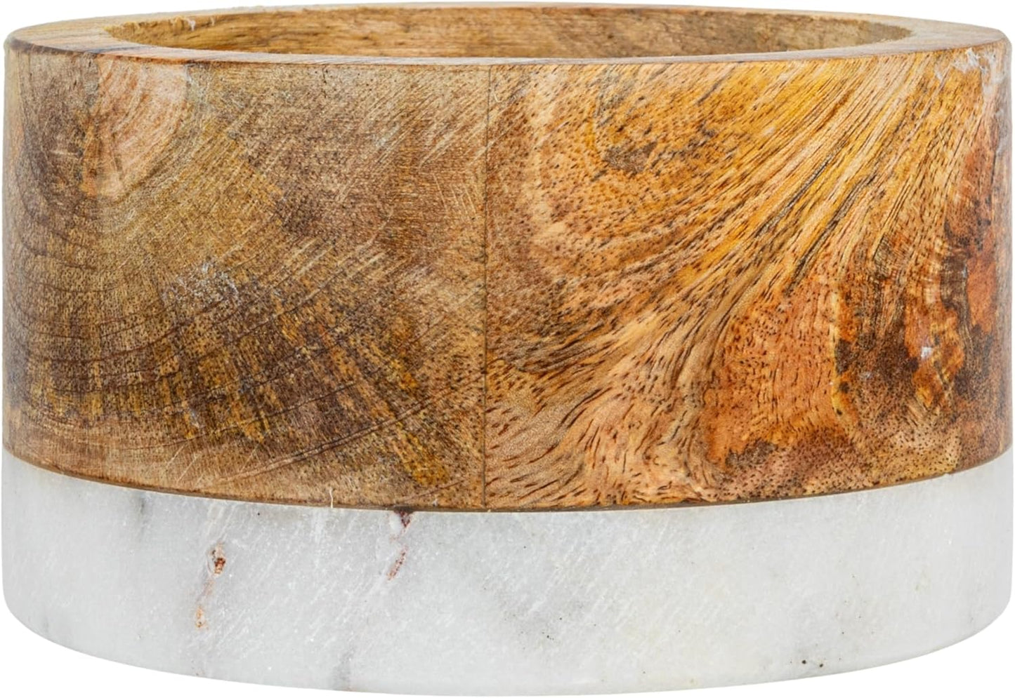 Creative Co-Op Mango Wood and Marble Bottle Holder