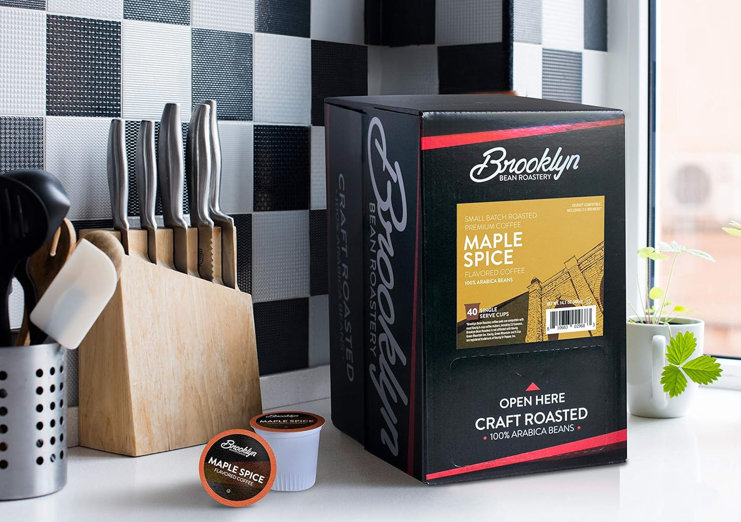 Brooklyn Beans Roastery Coffee Pods, Fall Maple Spice Flavored - Compatible with Keurig K Cup Brewers Including 2.0 Machines, 40 Count, Autumn-Inspired