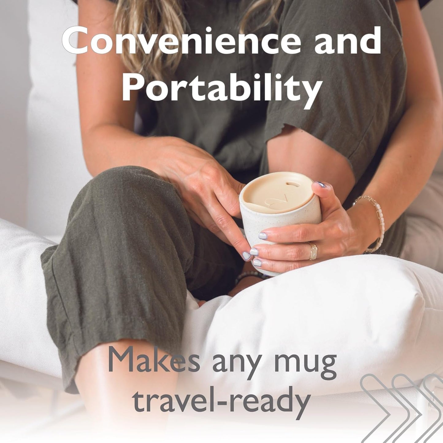 Reusable Coffee Cup Silicone Lid – Fits Most Tumbler, Water Bottle, & Ceramic Coffee Mug Between 3"-3¼" – Dishwasher-Safe Travel Mug Lid keeps your beverage in your mug (Medium - Cappuccino)