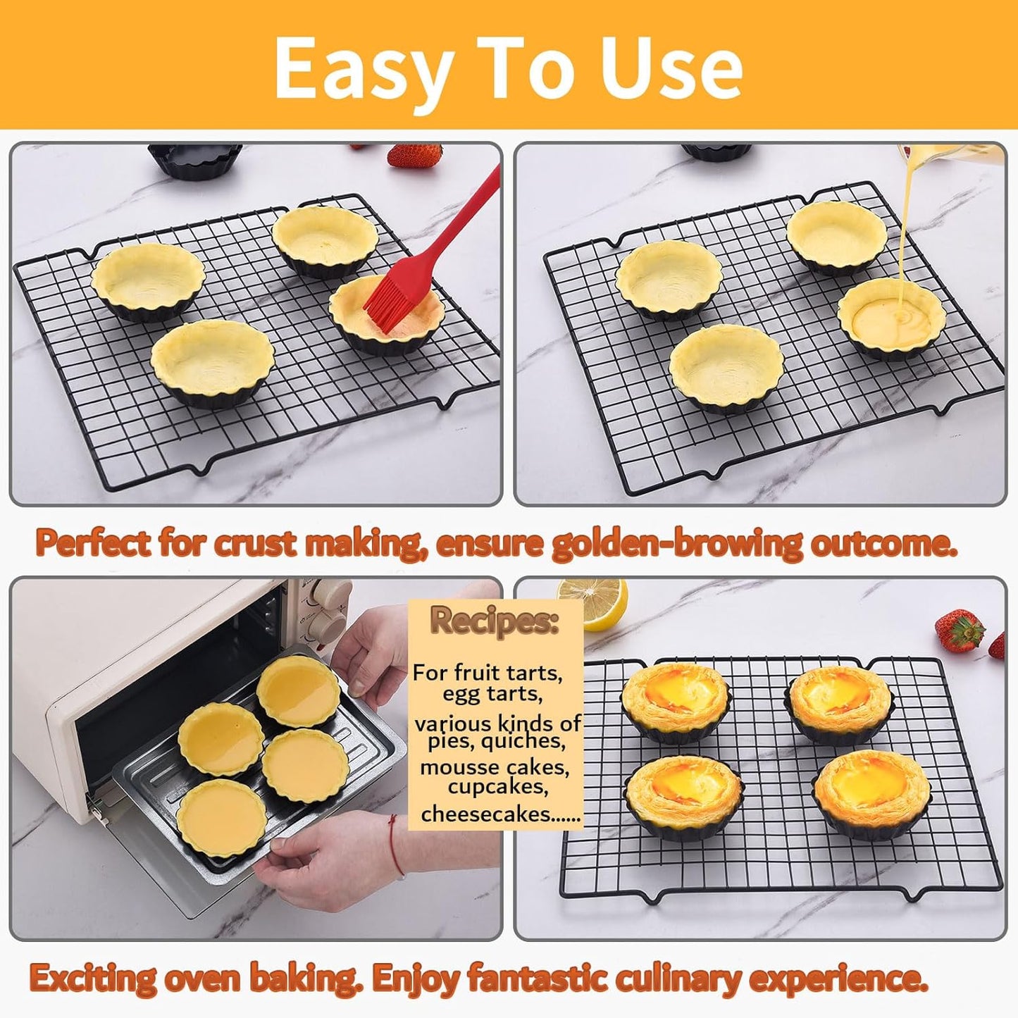 DATANYA 12Pack Mini Tart Pans Removable Botttom 3 Inch Tart Pan, Round Nonstick Carbon Steel Fluted Quiche Pie Tart Pan for Baking Pies, Quiches, Tartlets, Tart Shells, Cupcakes, Desserts