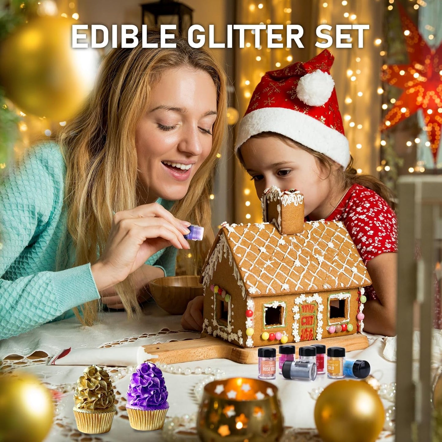 Edible Glitter - 30g Edible Luster Dust Metallic Food Grade Coloring Glitter for Drinks, Cake Decorating, Baking - Edible Dust Powder Shimmer Sprinkle Powder for Icing, Cocktail, Wine, Candy (Red)