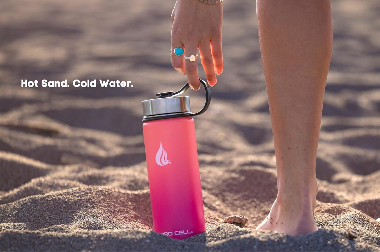 HYDRO CELL Stainless Steel Insulated Water Bottle with Straw - For Cold & Hot Drinks - Metal Vacuum Flask with Screw Cap and Modern Leakproof Sport Thermos for Adults (Coral/Punch 18oz)