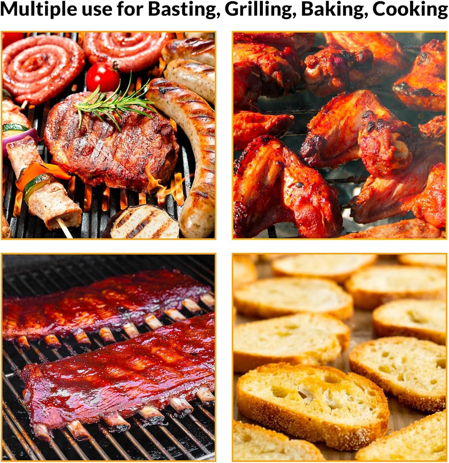 Geesta Adjustable Sauce Pot and Basting Brush Set, Long Stainless Steel Basting Brush for Cooking, Smoking, Fathers Day Grilling Gifts for Men Smoker Accessories, Large Capacity Grilling Tools, 1 Pack