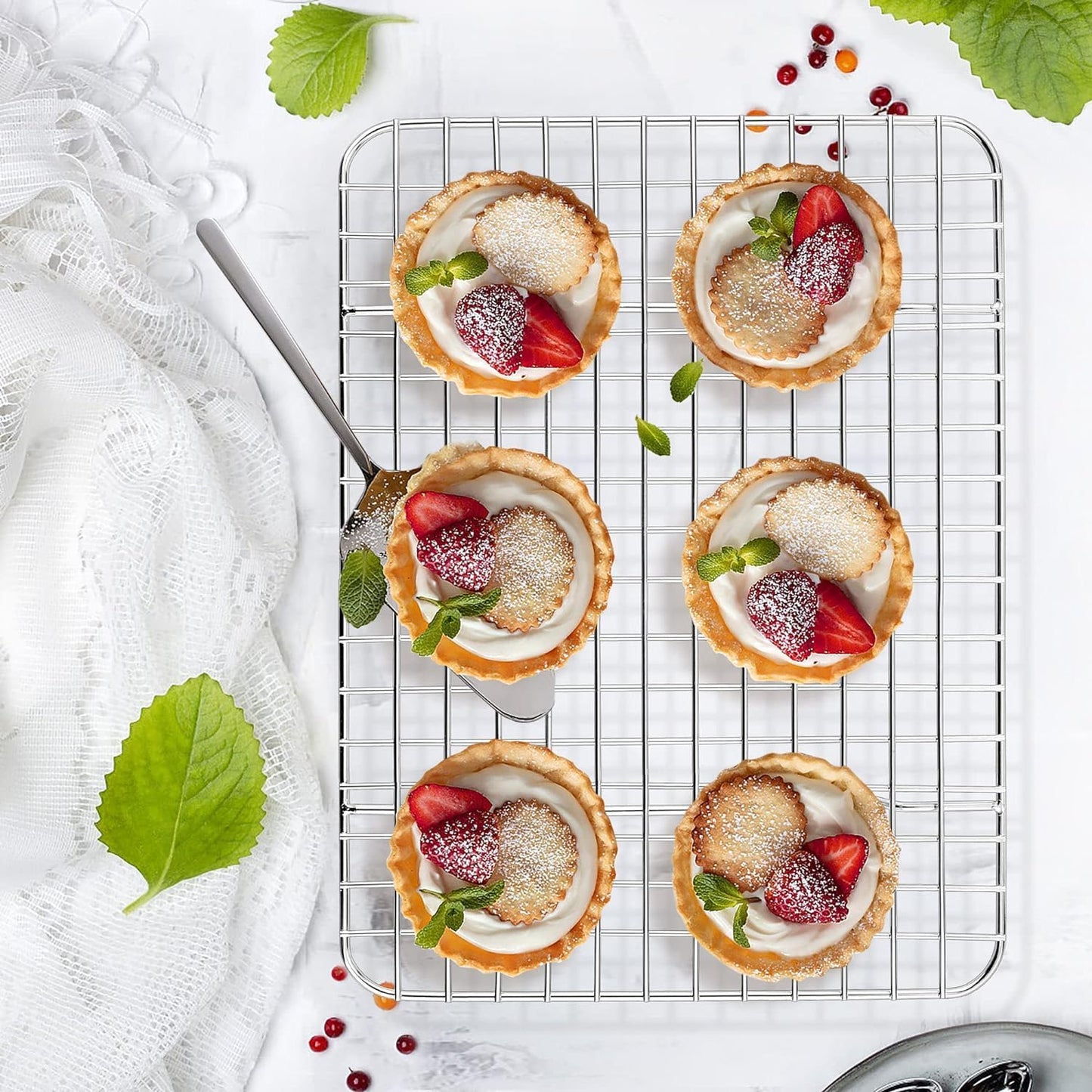 Stainless Steel Cooling Rack Size - Small, 8 x 11.75 Inches, Dishwasher-Safe, Oven Safe, Cookie Cooling Racks for Baking & Cooking - Pack of 6