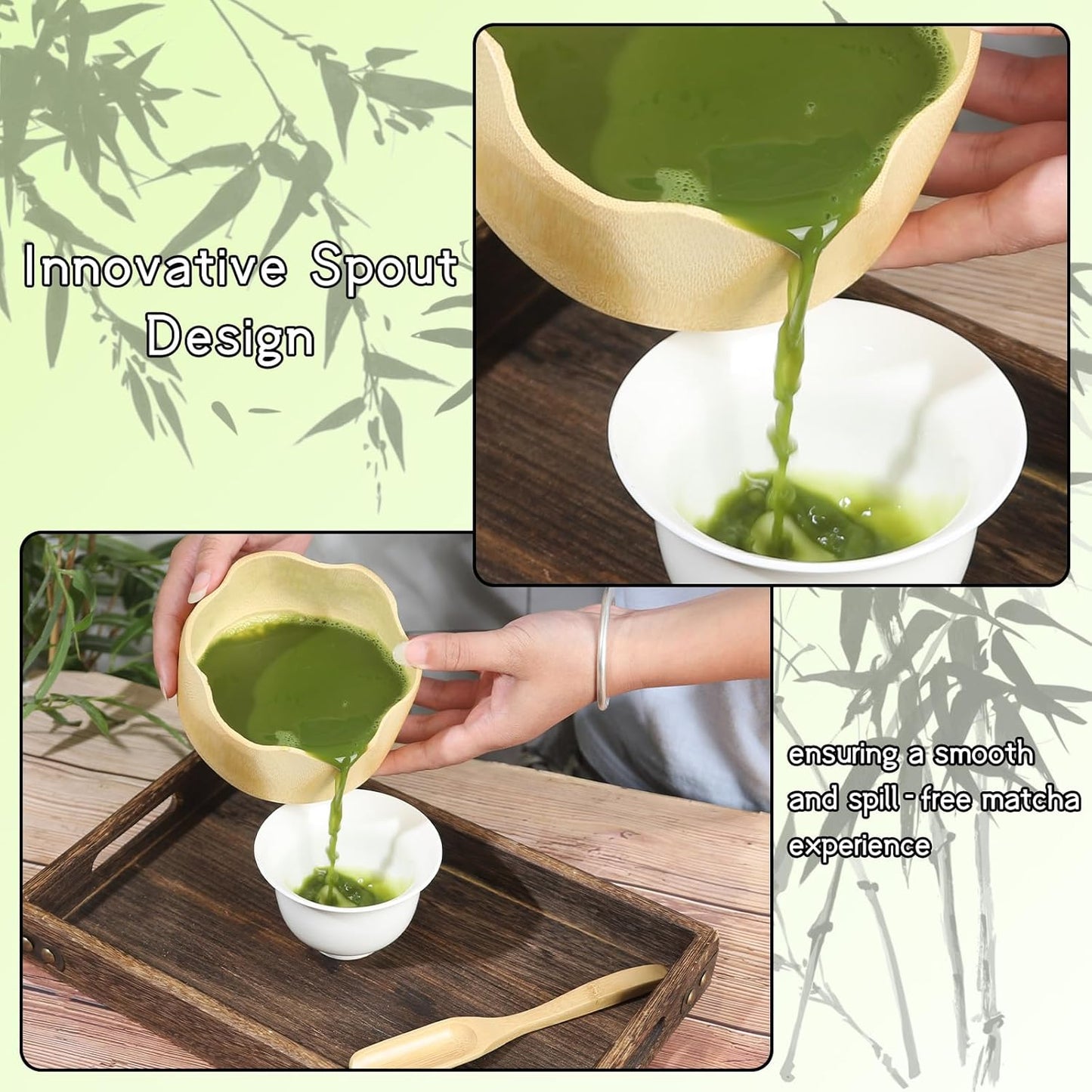 Matcha Whisk Set with Bamboo Bowl, Traditional Bamboo Matcha Kit with 6-Spout Bowl, Unique Gifts for Matcha Lovers Women Men Girl Friend Home Kitchen, Gifts for Christmas, Birthday,Halloween