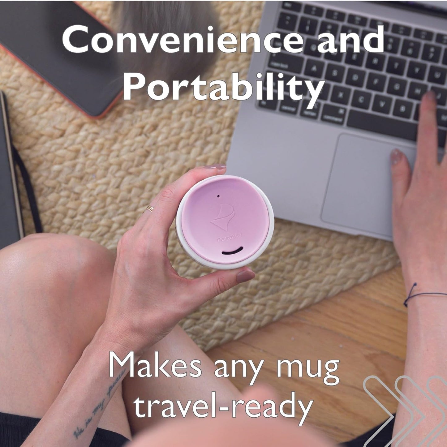 Reusable Coffee Cup Silicone Lid – Fits Most Tumbler, Water Bottle, & Ceramic Coffee Mug Between 2⅝”-2⅞" – Dishwasher-Safe Travel Mug Lid keeps your beverage in your mug (Small - Purple)