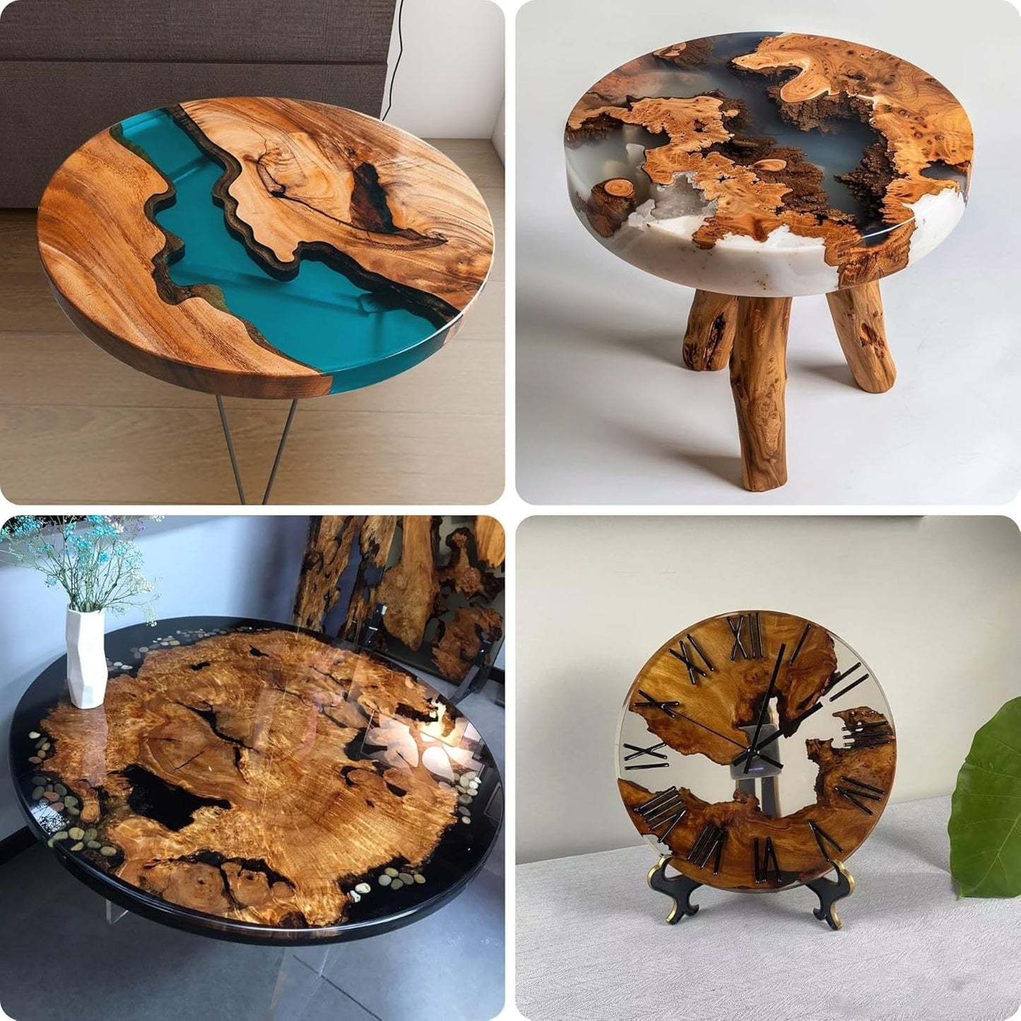 Resin Mold Large Round Deep -Kalinta 12inch Reusable Epoxy Round Molds for Resin Clock, Serving Tray Board, End Table,Floral Preservation Bouquet