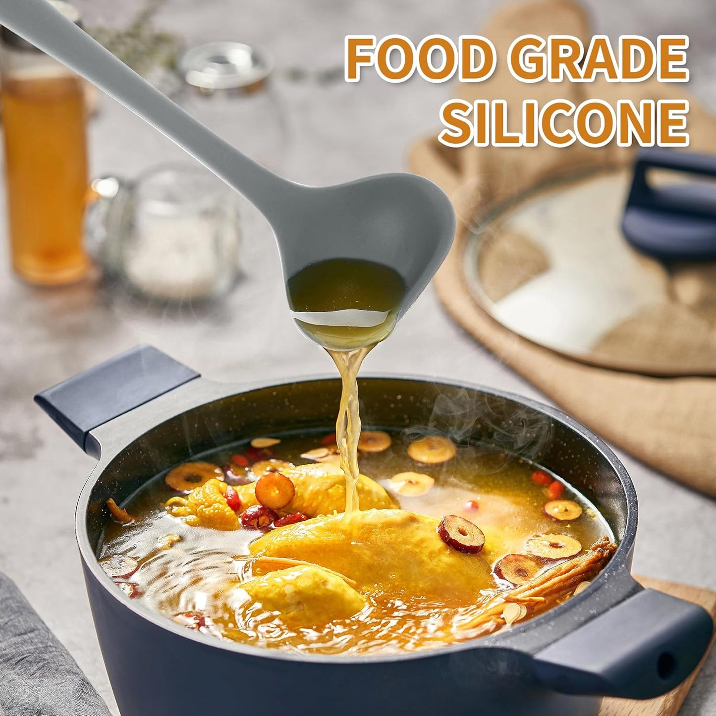 18 Pcs Cooking Utensils Set, Kitchen Utensils Set with Utensil Holder, 446°F Heat Resistant Silicone Spatula Set, Kitchen Gadgets Tools Set for Nonstick Cookware BPA FREE