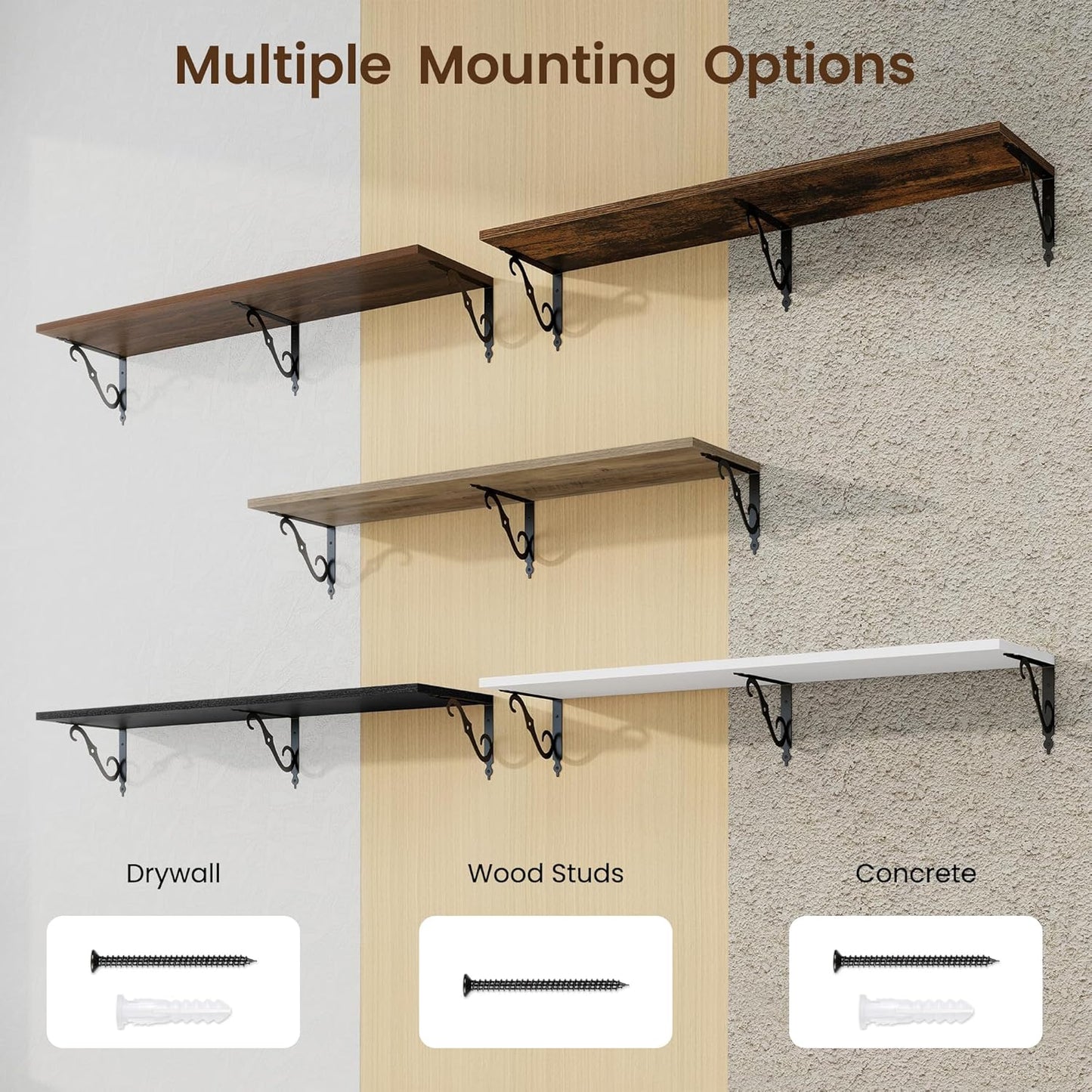 RICHFOCUS 12 Inch Deep Floating Shelves for Wall, 48" W x 12" D Wood Wall Shelves Set of 2, Wide Floating Shelves for Living Room, Bedroom, Kitchen, Bathroom and Decor Storage, White