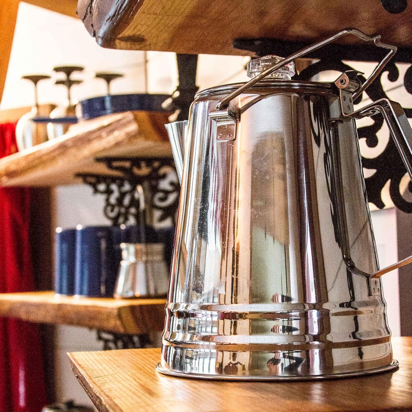 GSI Outdoors Percolator Coffee Pot I Glacier Stainless Steel Ultra-Rugged for Brewing Coffee Over Stove and Fire | Ideal for Group Camping, 14 Cup