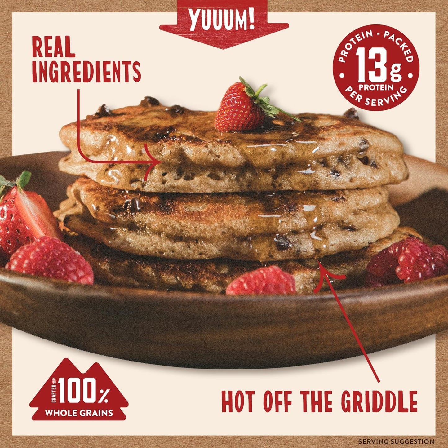 Kodiak Cakes Power Cakes, Pancake & Waffle Mix, Chocolate Chip, High Protein,100% Whole Grains (Pack of 6)