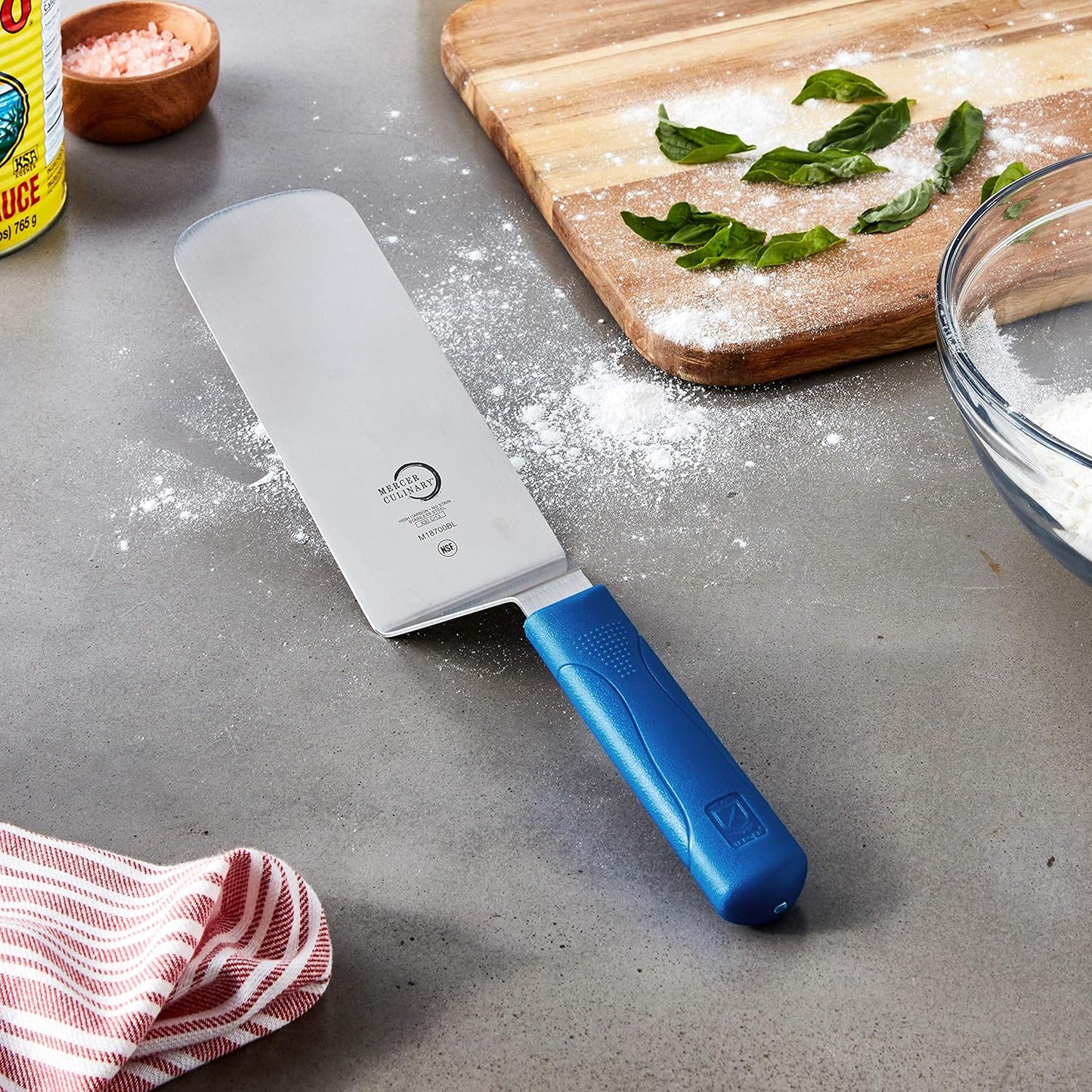 Mercer Culinary Millennia TurnerHandle, 8 Inch x 3 Inch Blade, Blue Handle