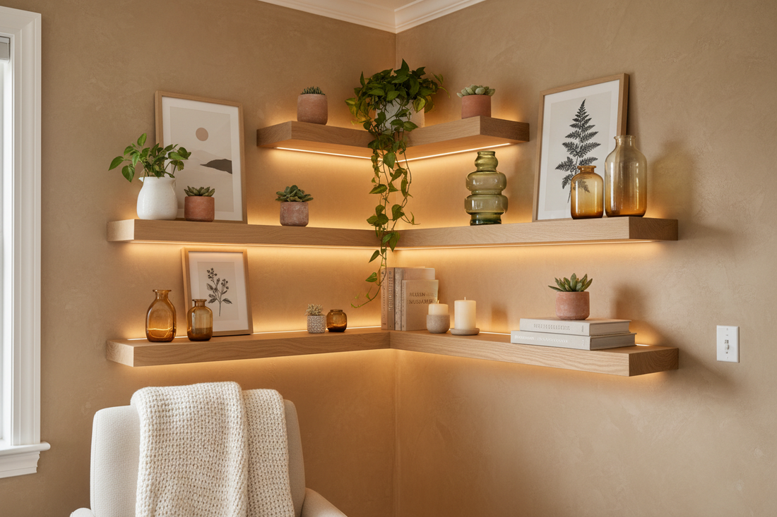 Decorating Empty Corners with Floating Shelves