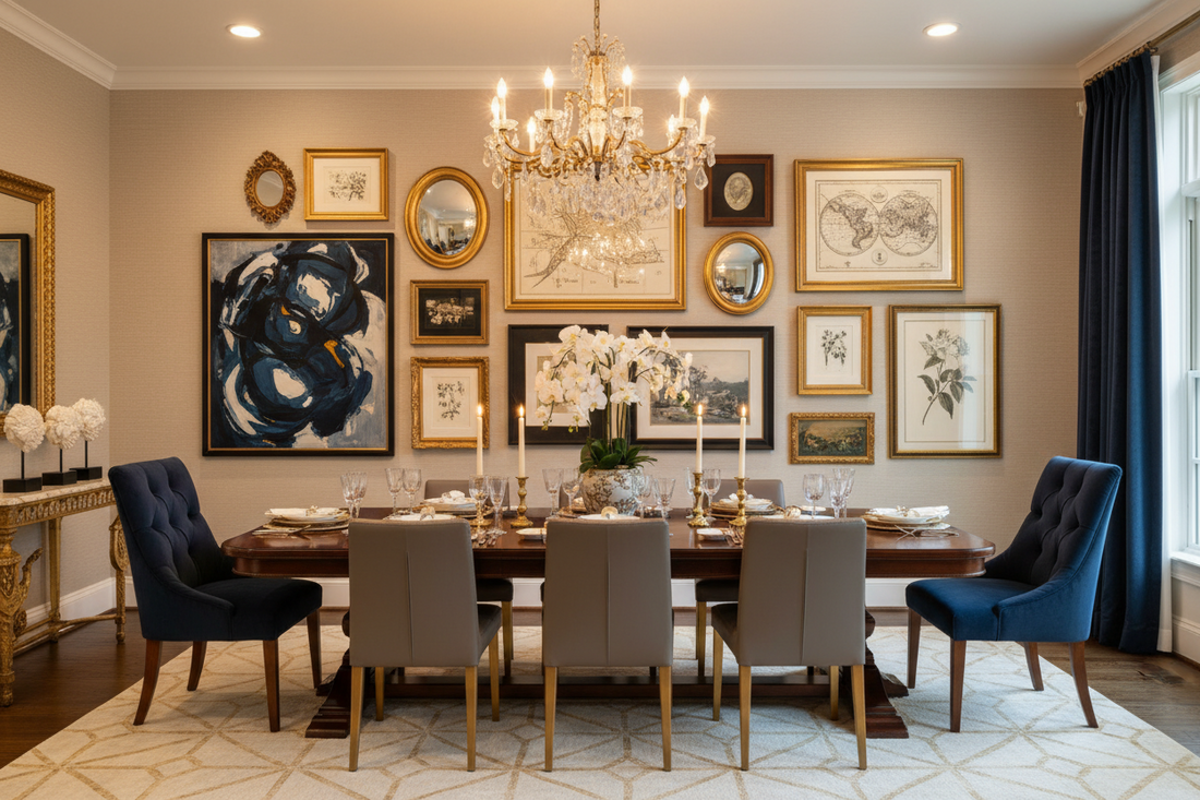 Elegant Dining Room Gallery Walls