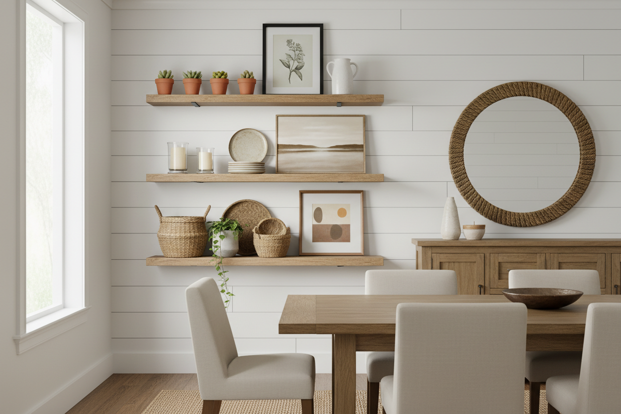 Floating Shelves for Dining Walls