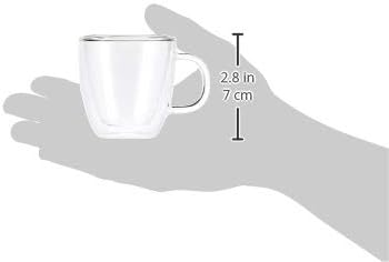 Bodum 5oz Bistro Double Wall Espresso Mug, High-Heat Borosilicate Glass, Set of 2, Clear
