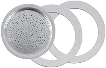 2 Silicone Seals/Rings+Filter -Replacement- Size 6 Cup Stainless Steel Espresso Coffee Maker Moka Pot- 7.3cm (6 Cup)