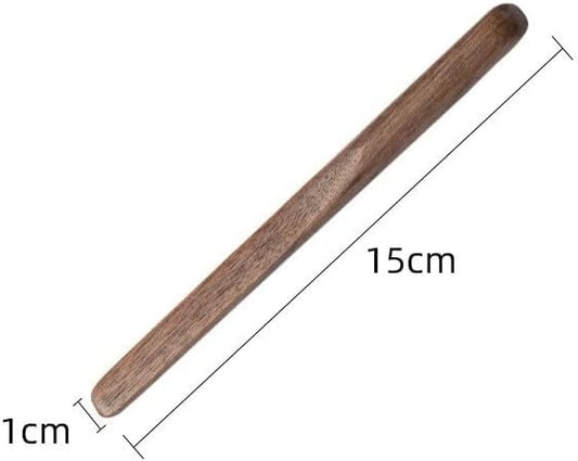 Solid Black Walnut Wood 3Pcs 6" Coffee Stirrers【Rounded Handle】 | Reusable & Multifunctional for Hot/Cold Beverages (Coffee, Milk, Oatmeal), Cooking(jam, peanut butter Spreader)