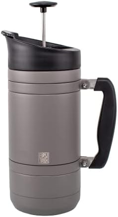 Basecamp Coffee Press - Double Wall Vacuum Insulated Stainless Steel - Bru-Stop Technology, No Grounds in Coffee, No Spill Lid (Storm Gray, 48 fl.oz)