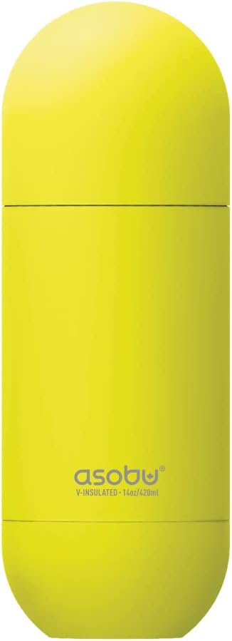 Asobu Orb Stainless Steel Double Wall Insulated Travel Water Bottle – Lid Doubles as a Cup 14 Ounce
