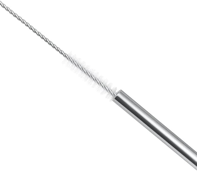 10 Pcs Stainless Steel Straws, Reusable Drinking Straws, 5 Straight + 5 Bent Metal Straws Set With 2 Pcs Cleaning Brushes (Silver, 8.5 Inch)