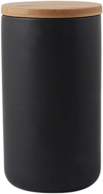 YYW Ceramic Food Storage Jar Containers Kitchen Canisters with Airtight Seal Lid for Coffee Beans Sugar Spices (Large Black)