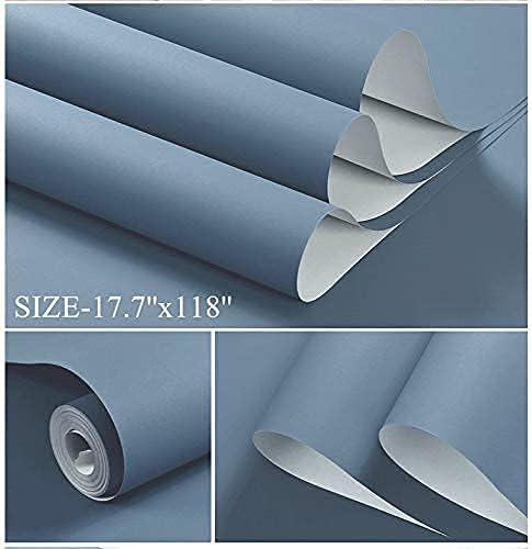 Dimoon 787''x17.7'' Blue Peel and Stick Wallpaper Contact Paper Modern Self - Image 2