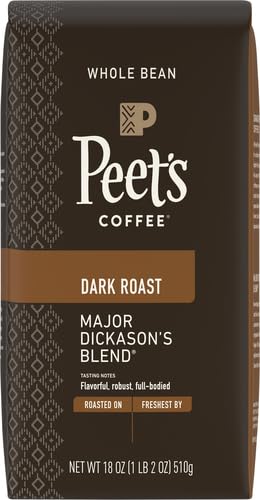 Peet's Coffee, Dark Roast Whole Bean Coffee - Major Dickason's Blend 36 Ounces (2 Bags of 18 Ounces)