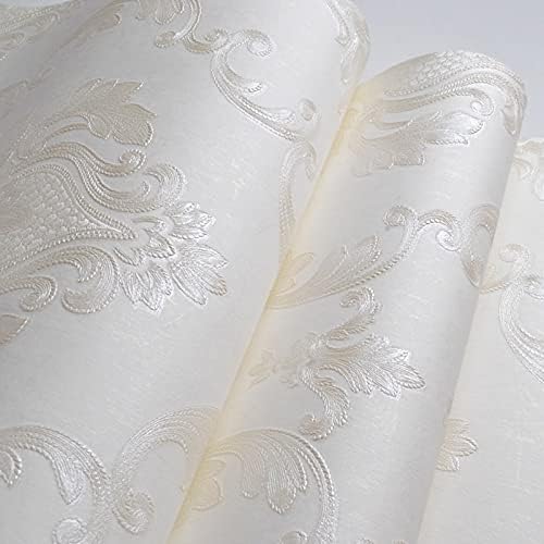 Vintage Embossed Textured Floral Traditional Wallpaper Cream White Decorative - Image 3
