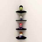 WELLAND 7-Inch Black Floating Corner Shelves Set of 2, Wall Mounted Storage - Image 4