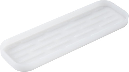 Silicone Kitchen Sink Organizer Tray for Multiple Usage,Easy Clean Sponges Holder for Kitchen Bathroom Counter or Sink,Dish Soap Dispenser,Scrubber,Bottle,Cup Translucent 12" x 4”