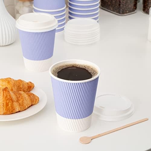 Restaurantware-12 Ounce Disposable Coffee Cups, 500 Ripple Wall Hot Cups For Coffee - Lids Sold Separately, Rolled Rim, Light Purple Paper Insulated Coffee Cups, For Hot Coffee, Tea, And More