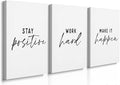 GUBIYU 3 Pcs Office Wall Decor Stay Positive, Hard Work Wall Art, Motivational by GUBIYU