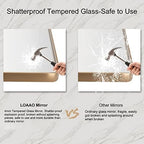 LOAAO 40”X30” Gold Bathroom Mirror, Rounded Rectangle Gold Frame Mirror - Image 6