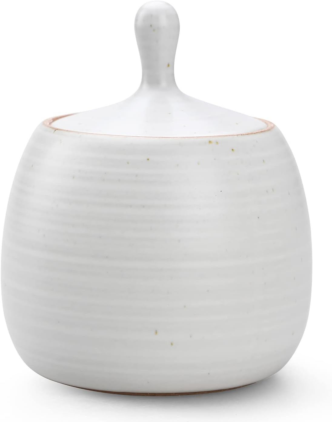 Retro Kitchen Canisters Ceramic Food Storage Jar Roud Shape with Silicone Airtight Lid for Tea, Coffee, Nuts, Herb, Spice, Sugar (White)