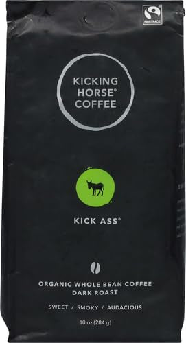 Kicking Horse Coffee, Kick Ass, Dark Roast, Whole Bean, 10 Oz (Pack of 2)